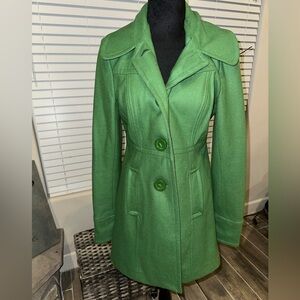 💚🍀Anthropologie Tulle green pea coat wool blend. Size medium